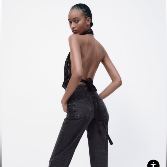 ZARA SEQUIN HALTER TOP - Picture 5 of 10